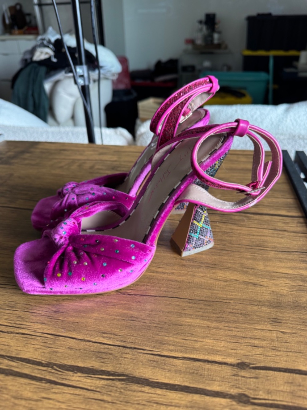 Betsey Johnson Alianna Velvet Gem Strap Heels